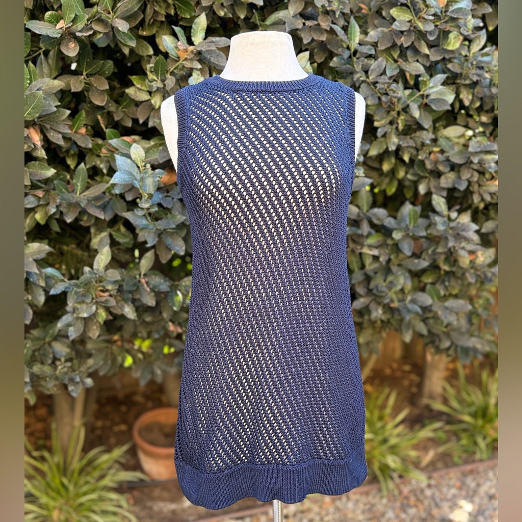 Vince Open Knit Crochet Sweater Vest - Size S